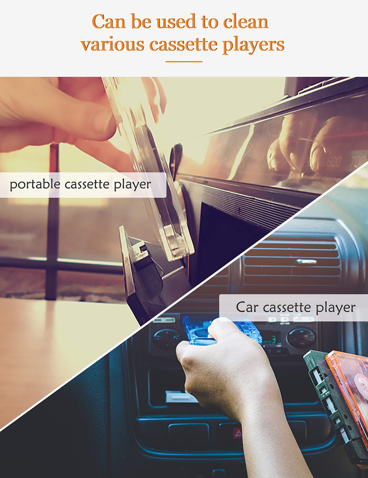 Audio Cassette Head Cleaner, Tape Cleaning Kit for Home/Car Cassette Player