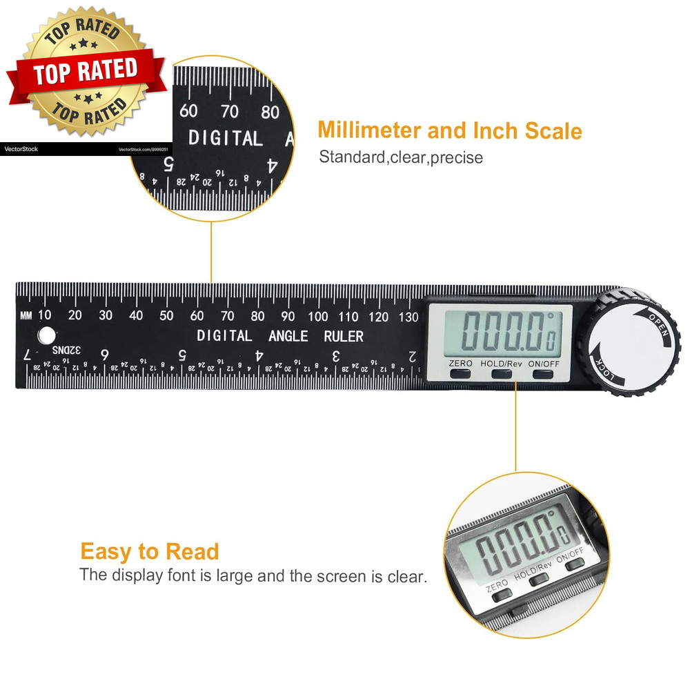 Third Generation Protractor Angle Finder Digital Angle Ruler with 7Inch/200Mm
