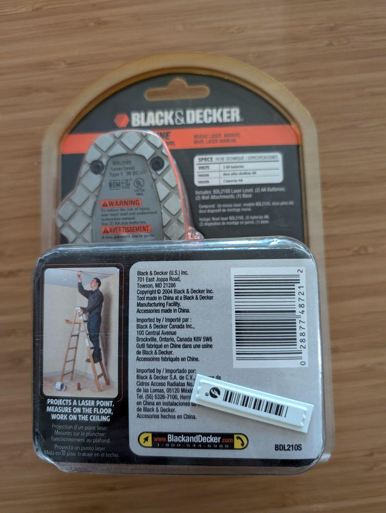 BLACK & DECKER SIGHT LINE MANUAL LASER LEVEL