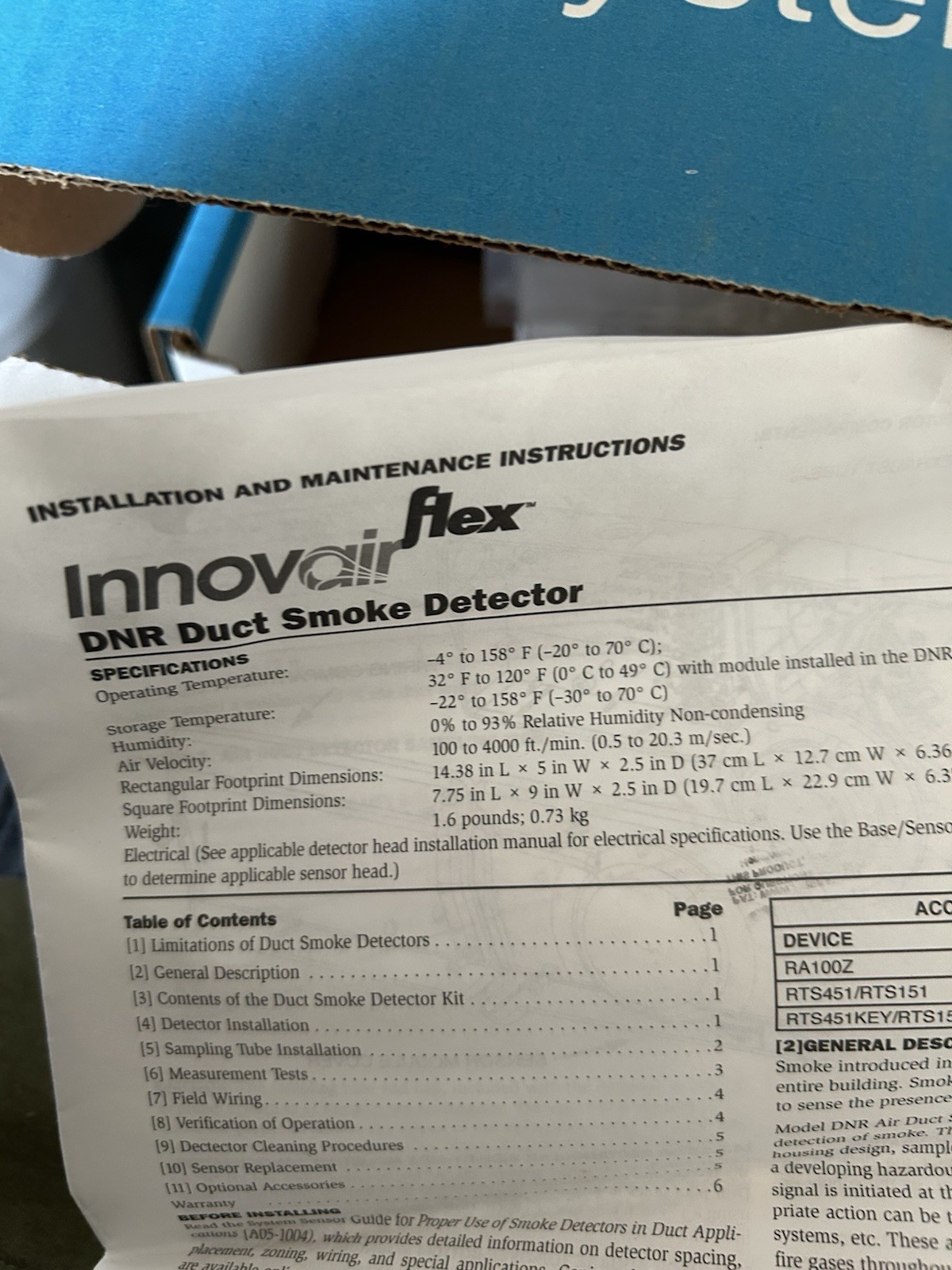 SYSTEM SENSOR Intelligent Non-Relay Duct Smoke Detector DNR Housing (NO HEAD)