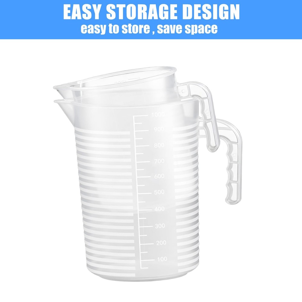 AskBed 2 Pack Measuring Cup Set, Includes 500Ml and 1000Ml Extra Large, Clear