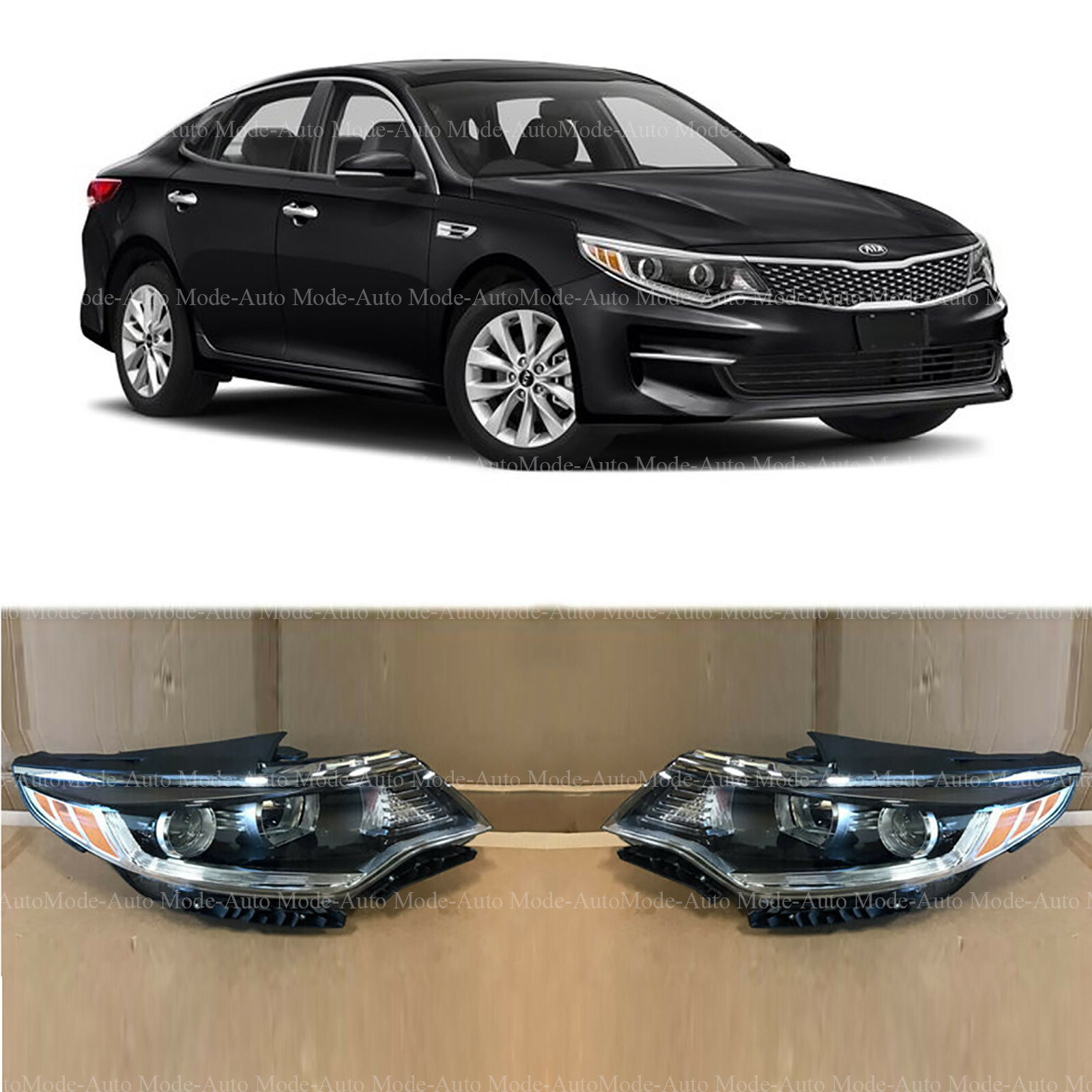 Halogen Headlight Assembly for 2016 2017 2018 Kia Optima Left Right Pair w/o LED