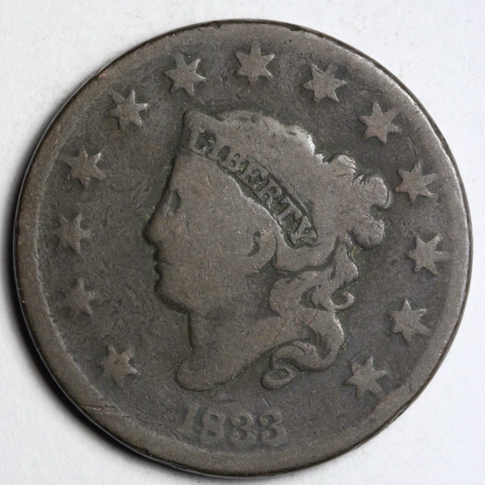 1833 Coronet Head Large Cent CHOICE FINE E125 VUCJ