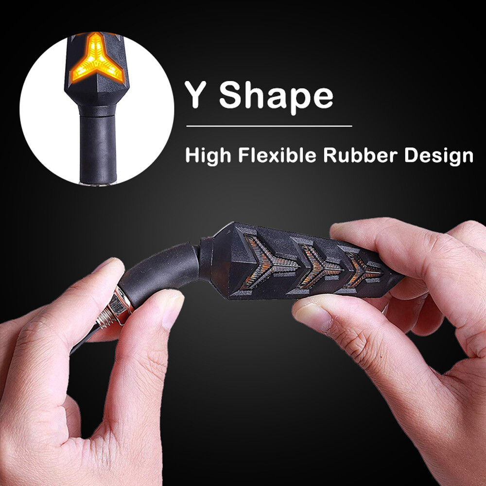 4X Sequential Motorcycle LED Turn Signals Flowing Water Blinker Lights indicator