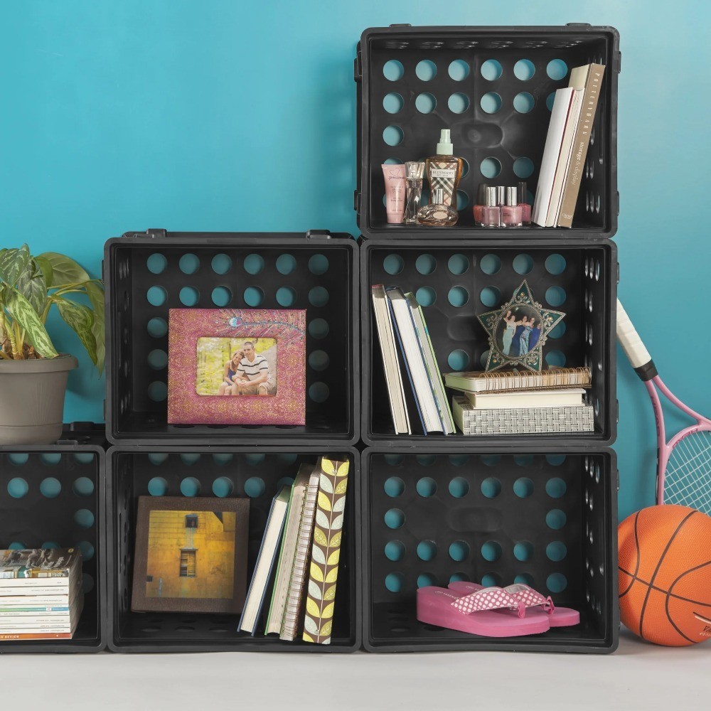 Versatile Plastic File Storage Bin with Through Handles Stackable Organizer for