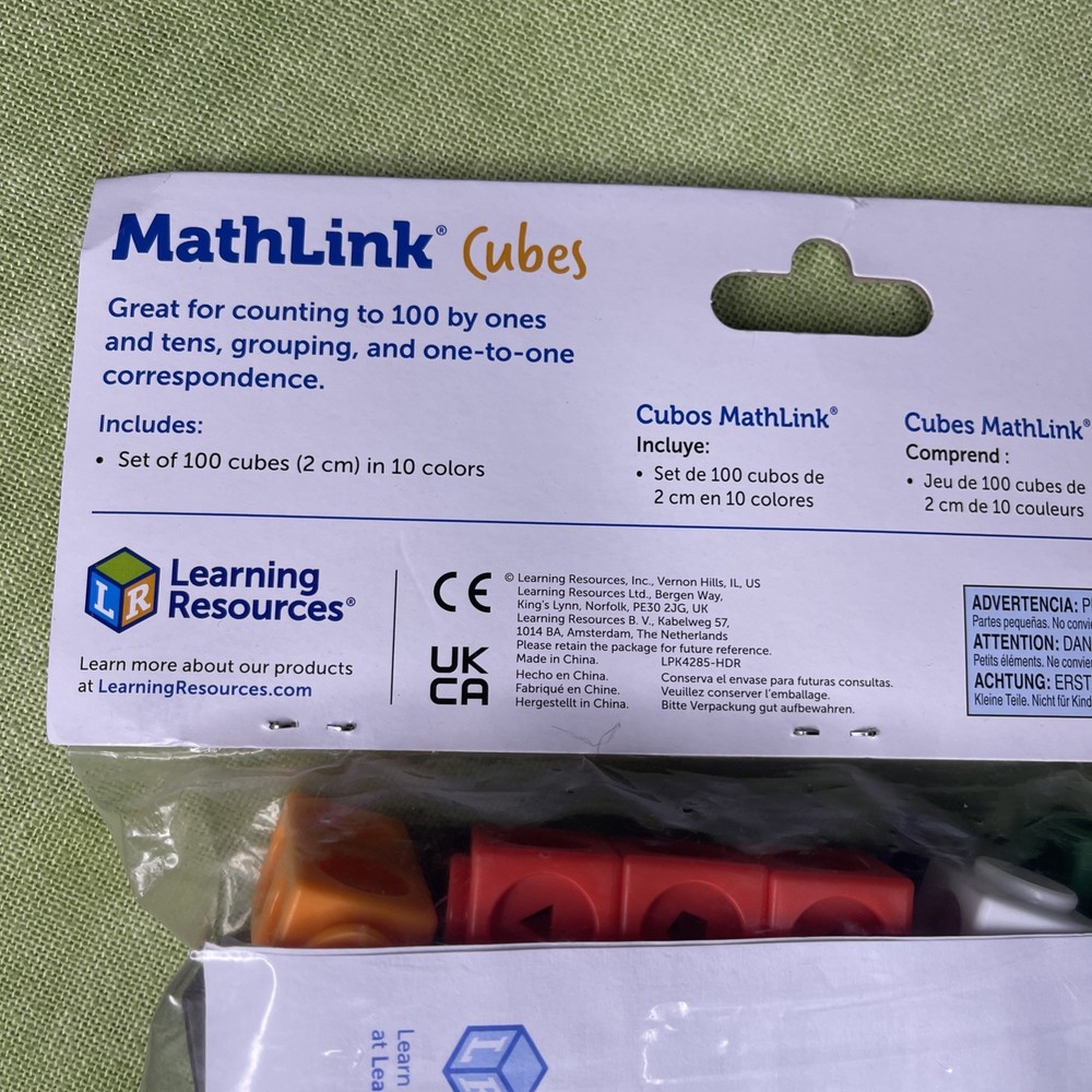 Learning Resources MathLink Cubes 100 Pcs Counting Homeschool Aid