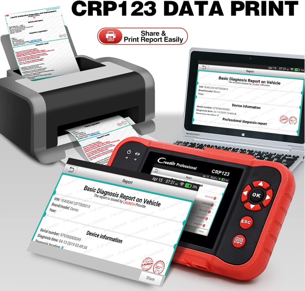 2024 LAUNCH X431 CRP123 OBD2 Diagnostic Scanner ABS SRS Fault Code Reader Tool