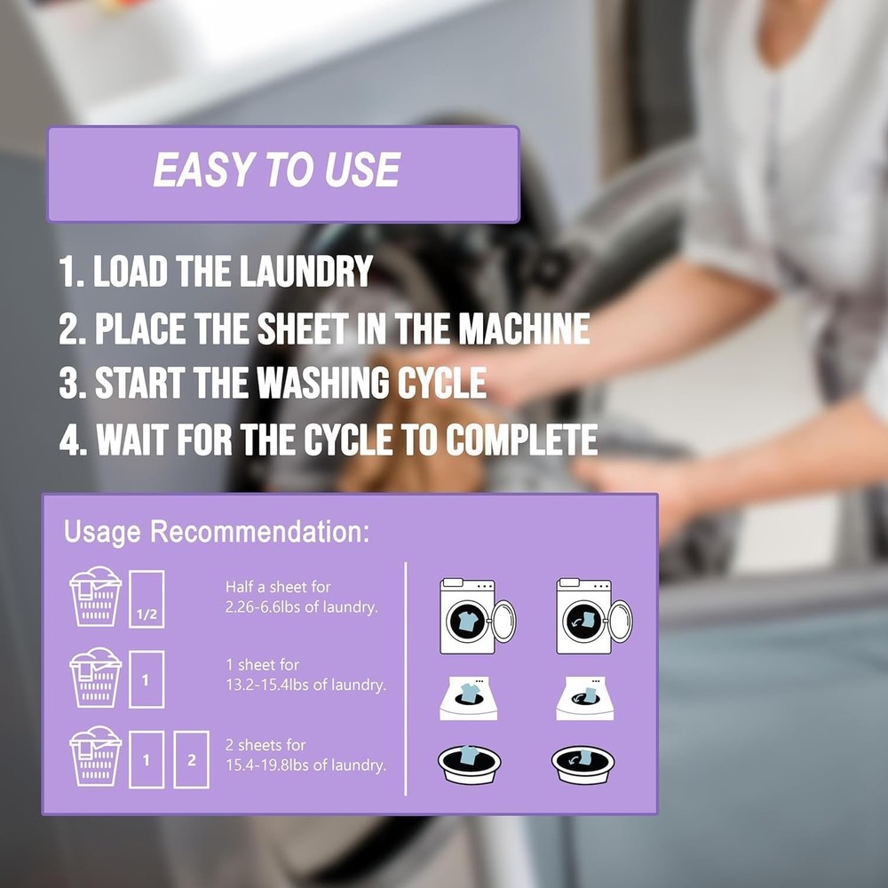 Laundry Detergent Sheets 50 Sheets, Lavender Scent, 100 Washes, Eco-Friendly