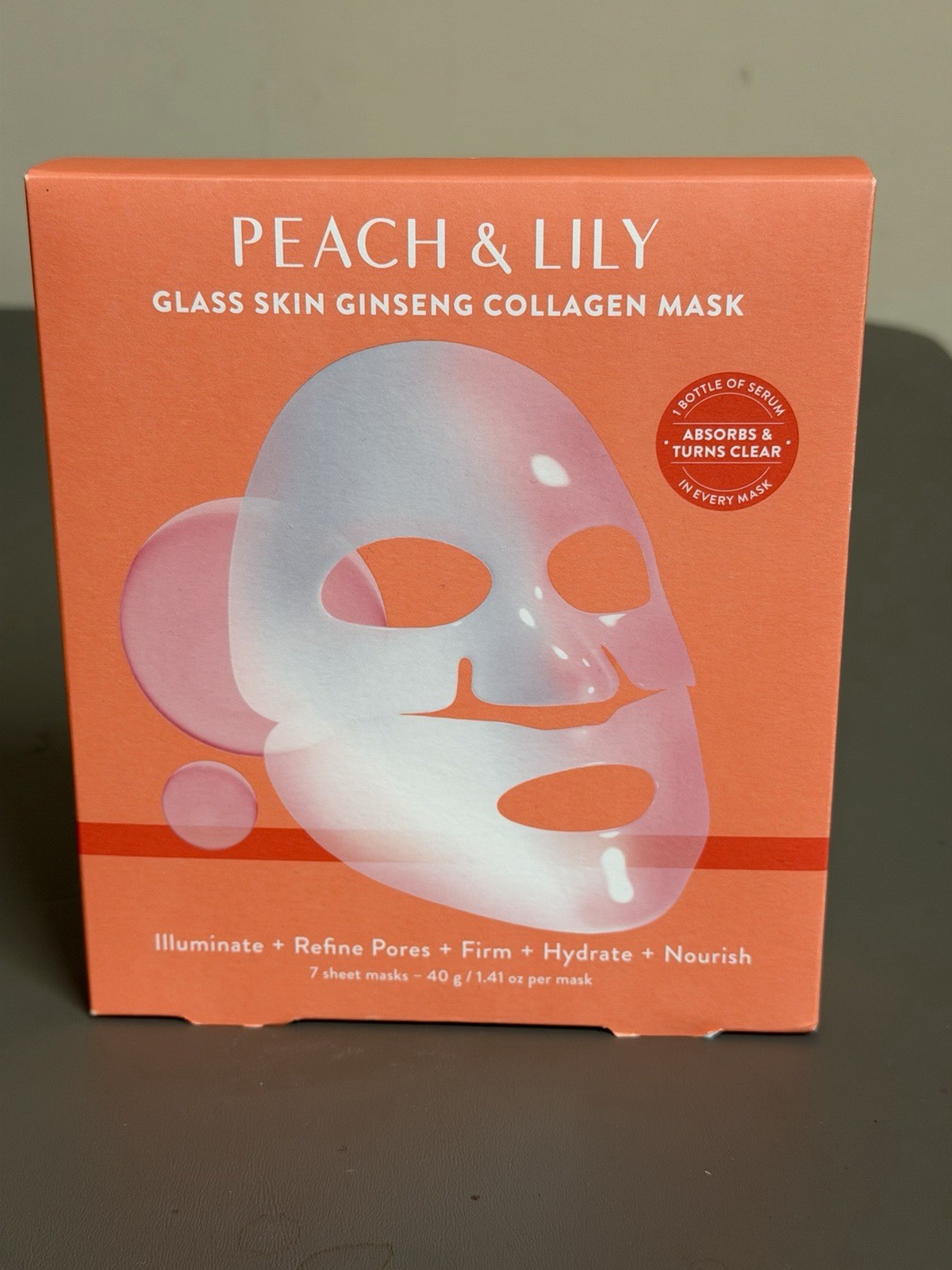 PEACH & LILY Glass Skin Ginseng Collagen Mask Plump Hydrate (Box of 7 Masks) NEW