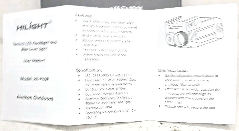 HiLight PS5B TAN Blue Laser Tactical Flashlight Combo - USB Rechargeable