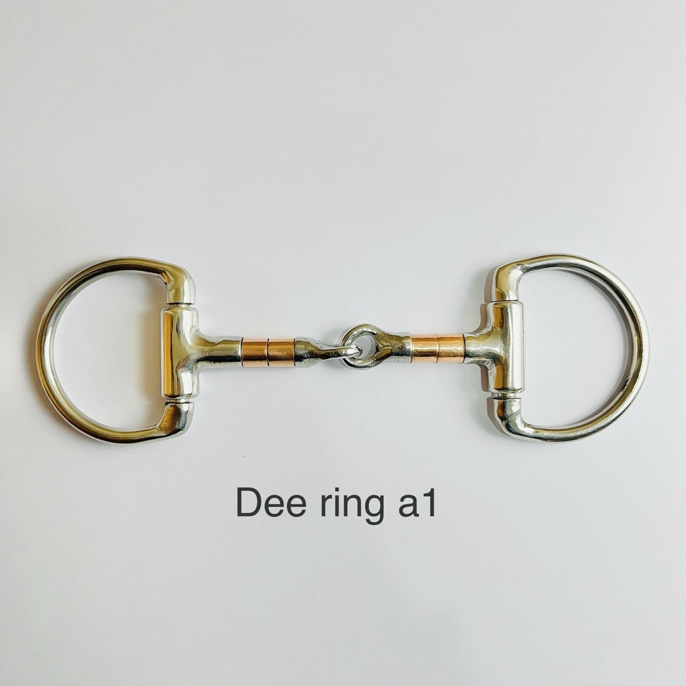 Dee ring single joint oval link snaffle bit with copper roller | Stainless Steel