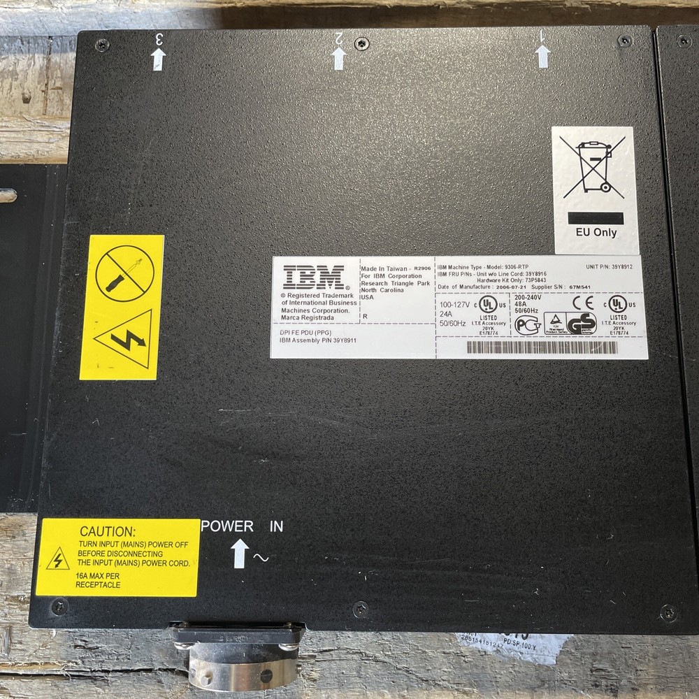 (2) IBM 3 Outlet 9306-RTP Server Power Brick Distribution Unit 39Y8912 Computer