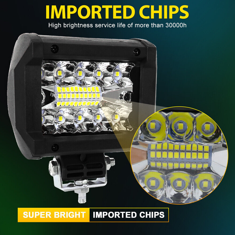 2PCS 200W 4" INCH LED Marine Spreader Deck/Mast Work lights For Boat Flood Light