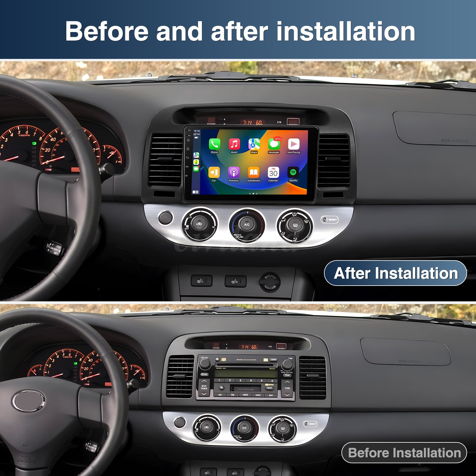 Apple Carplay For Toyota Camry 2000-2006 9" Android Car Radio Stereo GPS Navi