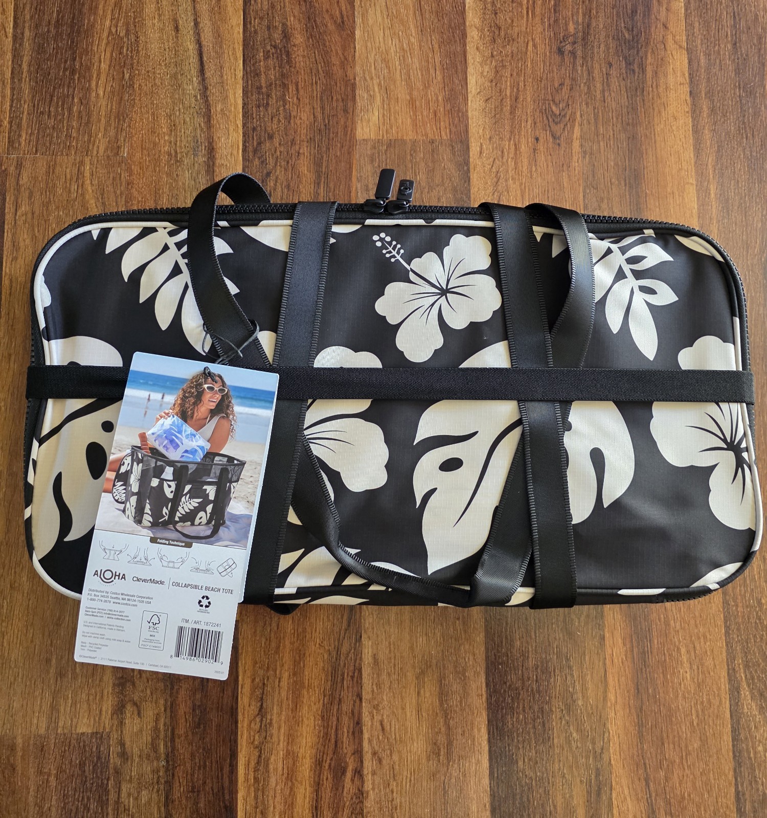 Aloha Collection CleverMade Costco Collapsible Beach Tote Bag Set of 2