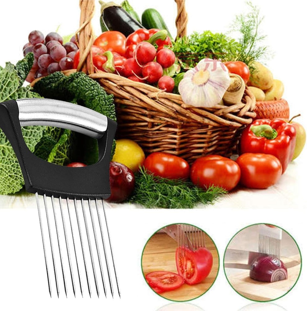Dishwasher Safe Onion Slicer Holder - Sharp & Safe Cutting Tool for Vegetables