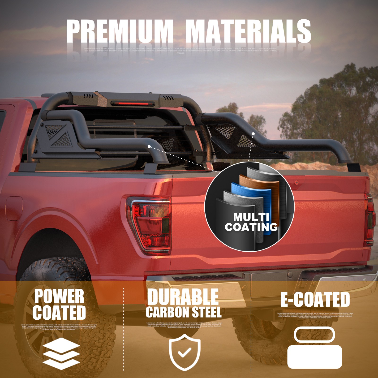 Adjustable Truck Roll Sport Bar Rack Bed Bar Black For Toyota Tacoma 2005-2025