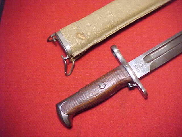 WWI ERA US M1905 BAYONET W/US M1910 CANVAS COVERED SCABBARD ~ CLEAN ESTATE ITEM