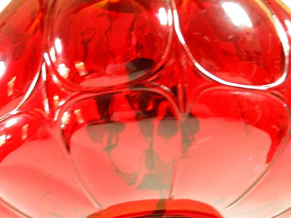 Vintage Ruby Red Glass Swag Hanging Light