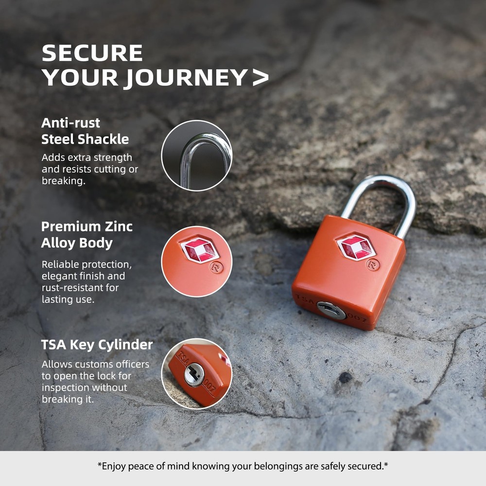 Luggage Locks TSA Approved 4 Pack, Small Lock with Key for Suitcase, Backpack...