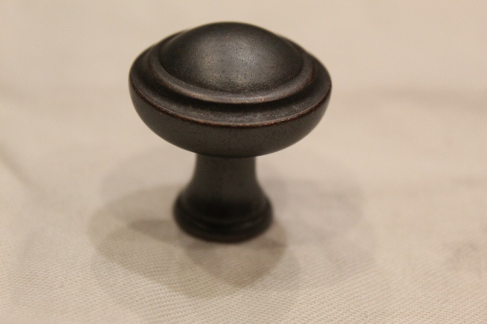 One Vintage Heavy Round Solid Brass or Bronze Cabinet Drawer Pull J-7