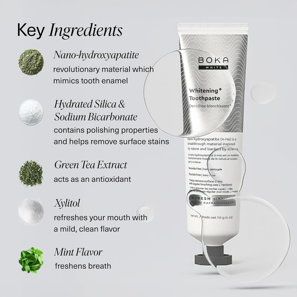 Boka Fluoride Free Toothpaste, Nano Hydroxyapatite Toothpaste, Appropriate for S