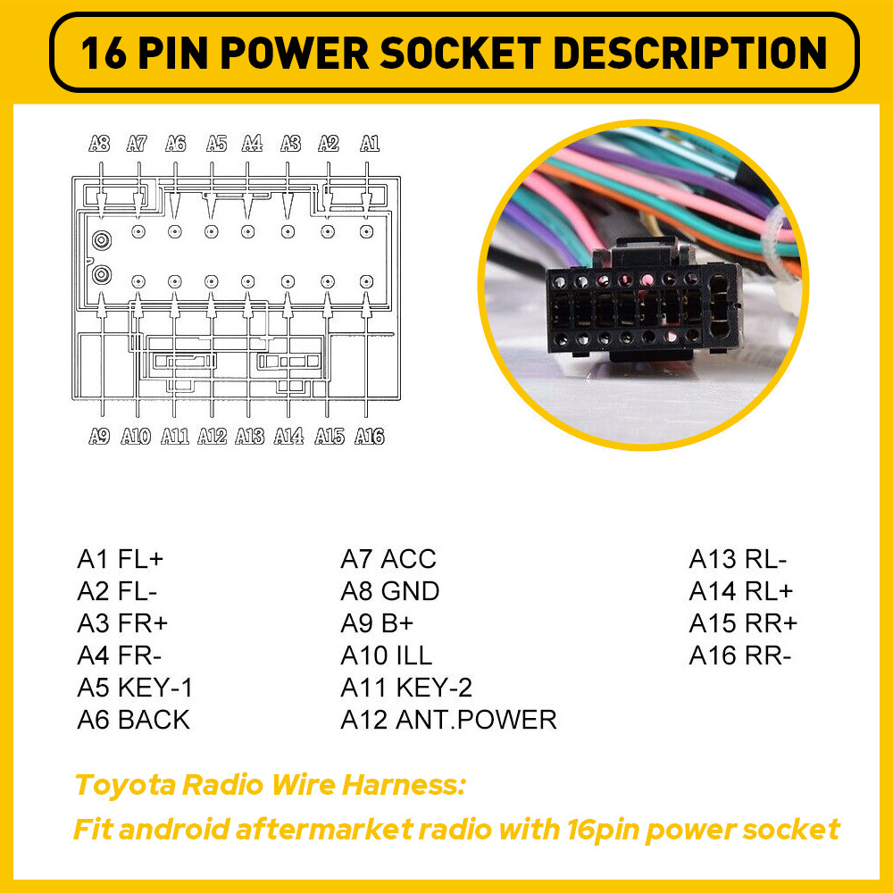 For Toyota Car Stereo Radio Power Harness Cable Wire Adapter Support JBL AMP US