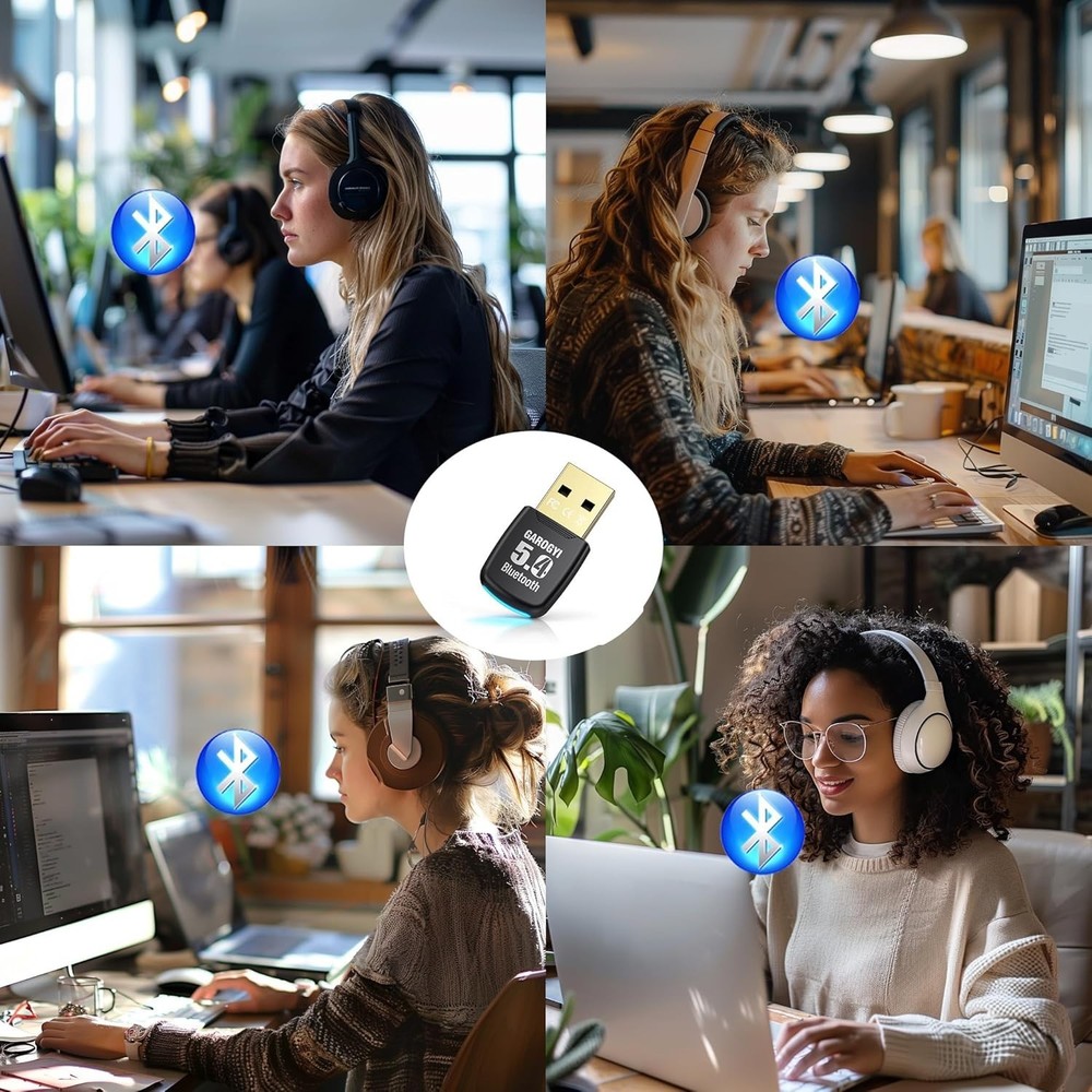 USB Bluetooth 5.4 Adapter for PC - Plug & Play on Windows 11/10 - Mini 5.4+ED...