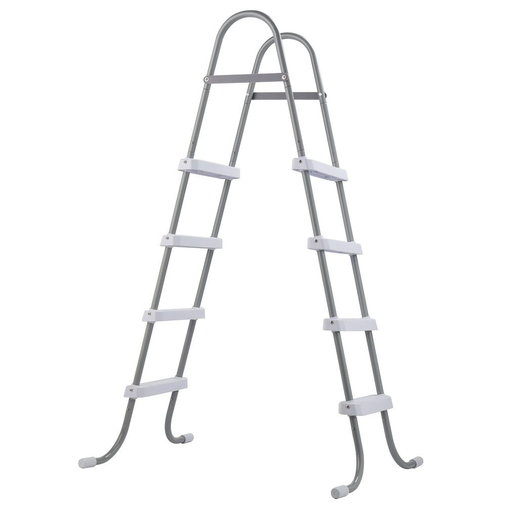52" 4-Step Pool Ladder, Iron Grey Frame & White Steps, Sturdy