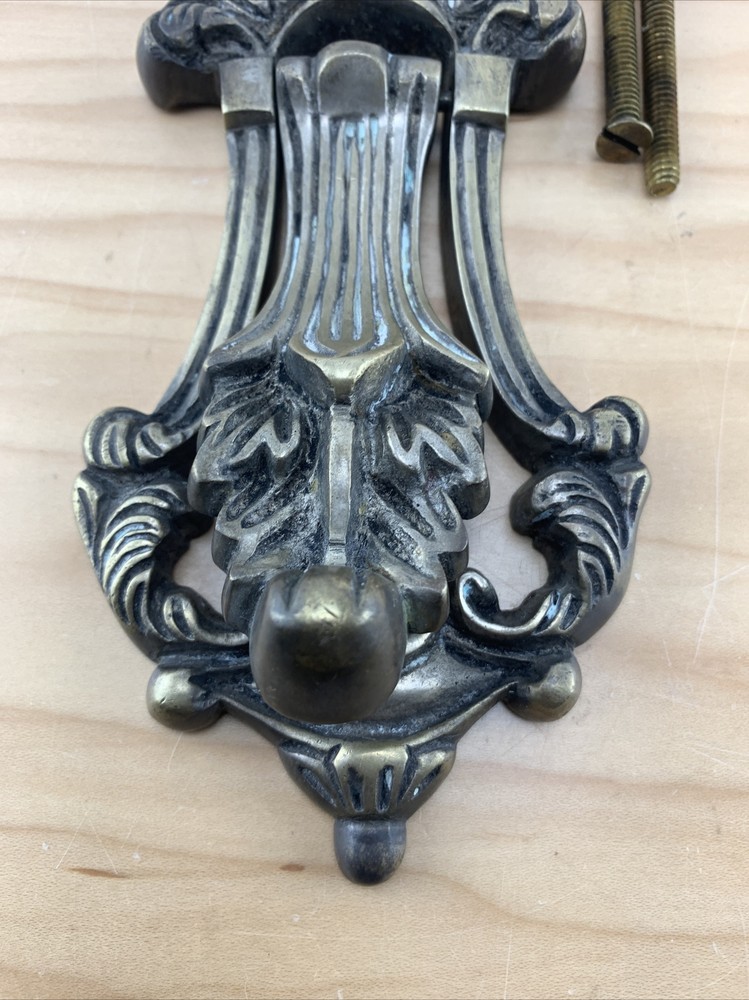 Vintage Classical Acanthus Leaf Brass Door Knocker .
