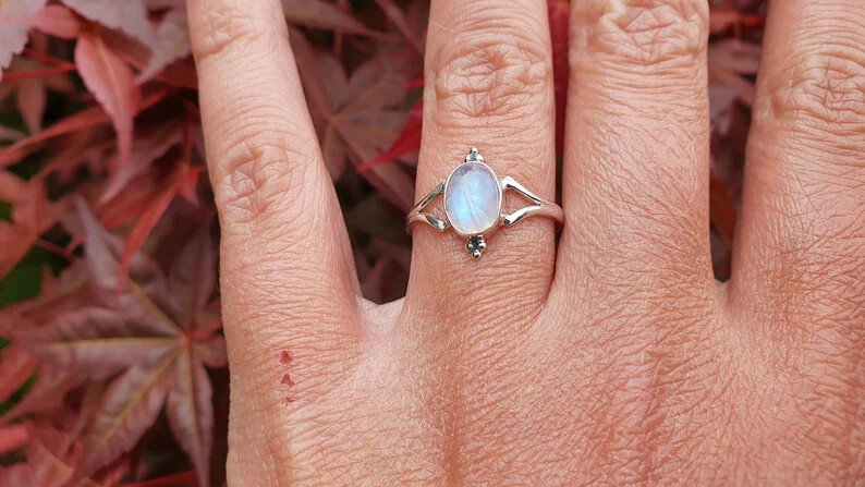Oval MOONSTONE 925 Sterling Silver Band &Statement Ring Handmade Ring All size