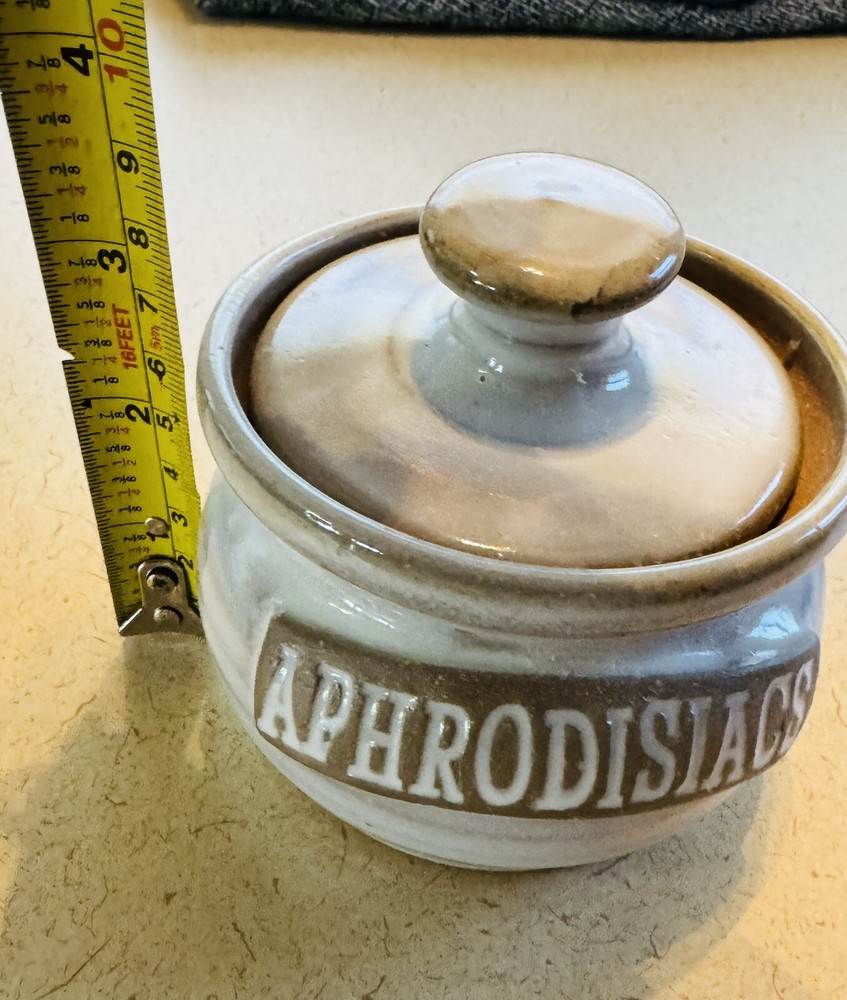 Glazed Aphrodisiacs Pottery Glazed Trinkets Jar Signed Container