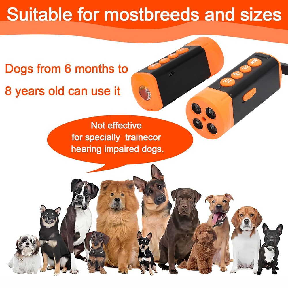 Anti-Dog Bark Deterrent Device Ultrasonic Stop Barking Repeller 4 Head with LED