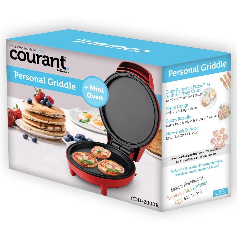 Courant 7-inch Personal Griddle and Pizza Maker - Red