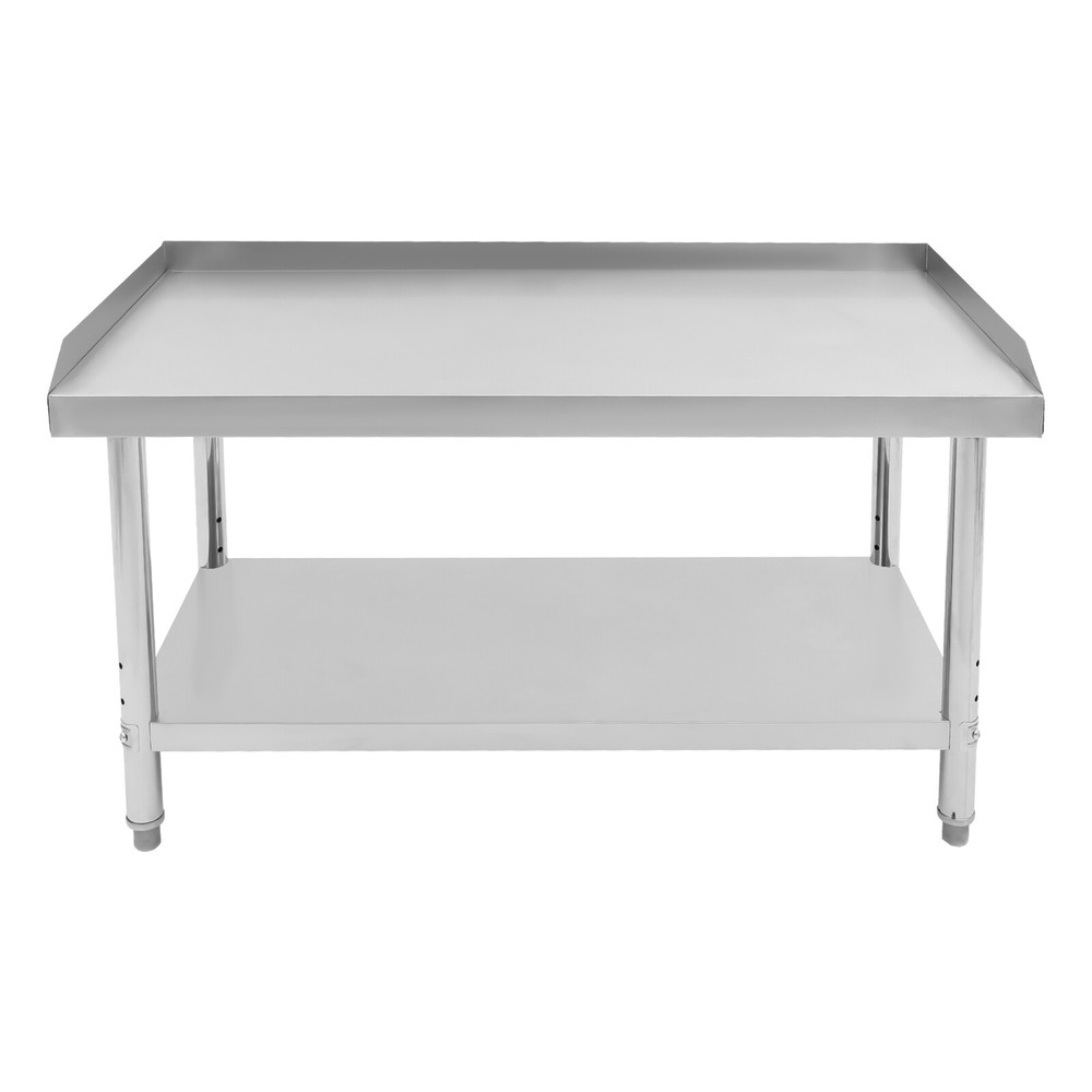 Stainless Steel Adjustable Kitchen Work Table 2 Tier Garage Workbench Load 200kg