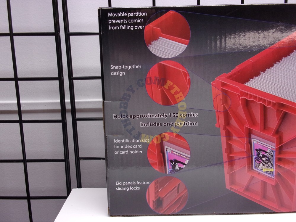 BCW RED Short Comic Book Bin Heavy Duty Stackable Plastic Box Holds 150 Bagged