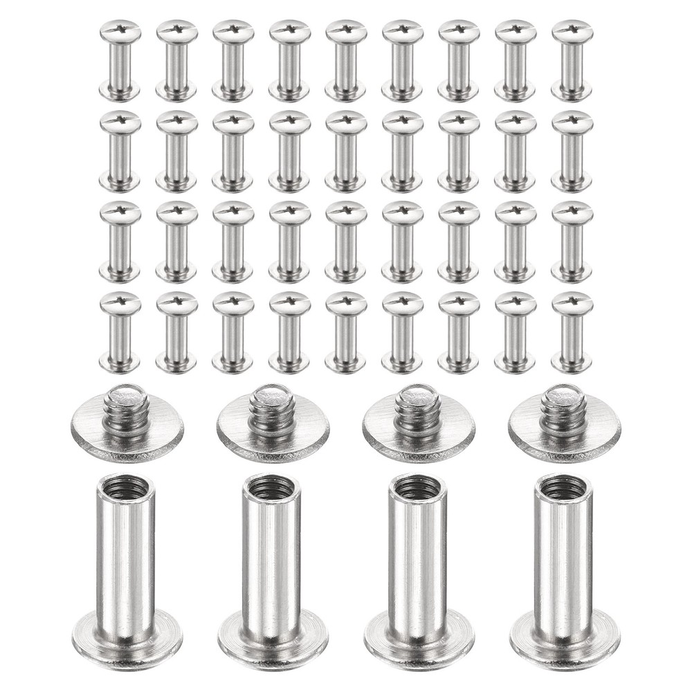 40set Phillips Chicago Screw M4x14mm Binding Post Screw, Silver