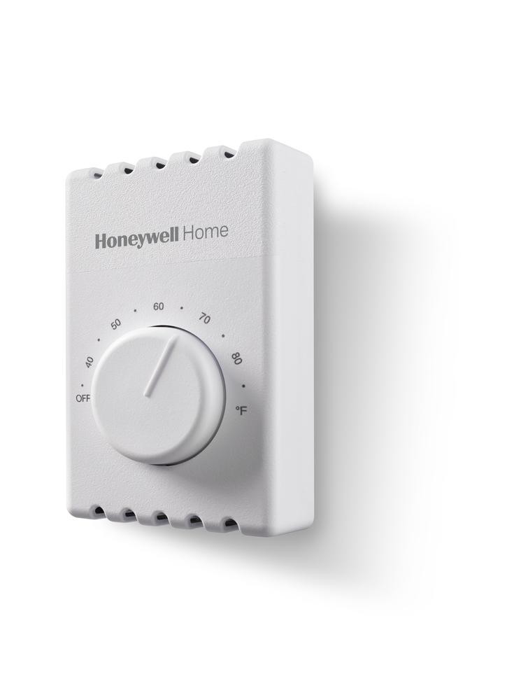 8" White Non Programmable Baseboard Thermostat Bimetal Temperature Sensor