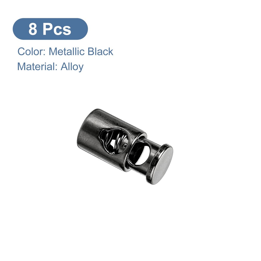 8Pack Metal Cord Locks 4.2mm Single Hole Toggle Spring Stop Metallic Black