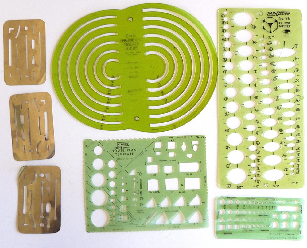 13 VINTAGE ENGINEERING AND DRAWING TEMPLATES