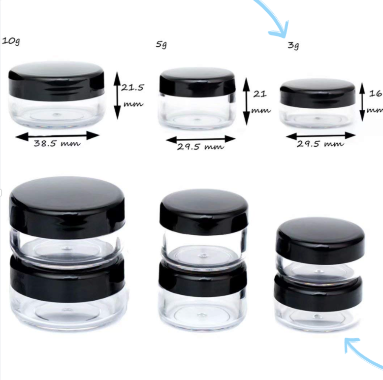 25pcs Tiny Sample Containers 3g Black Jars Makeup Travel Containers with Lids