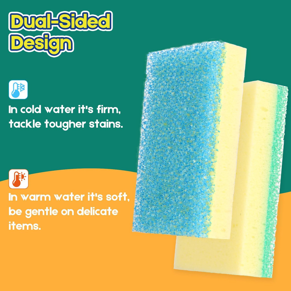 Scrub Sponge, Dual-Sided Temperature-Responsive Scrubber - Non-Scratch - Multipu