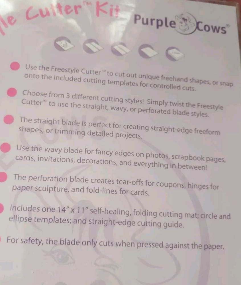 PURPLE COWS FREESTYLE CUTTER KIT NIP