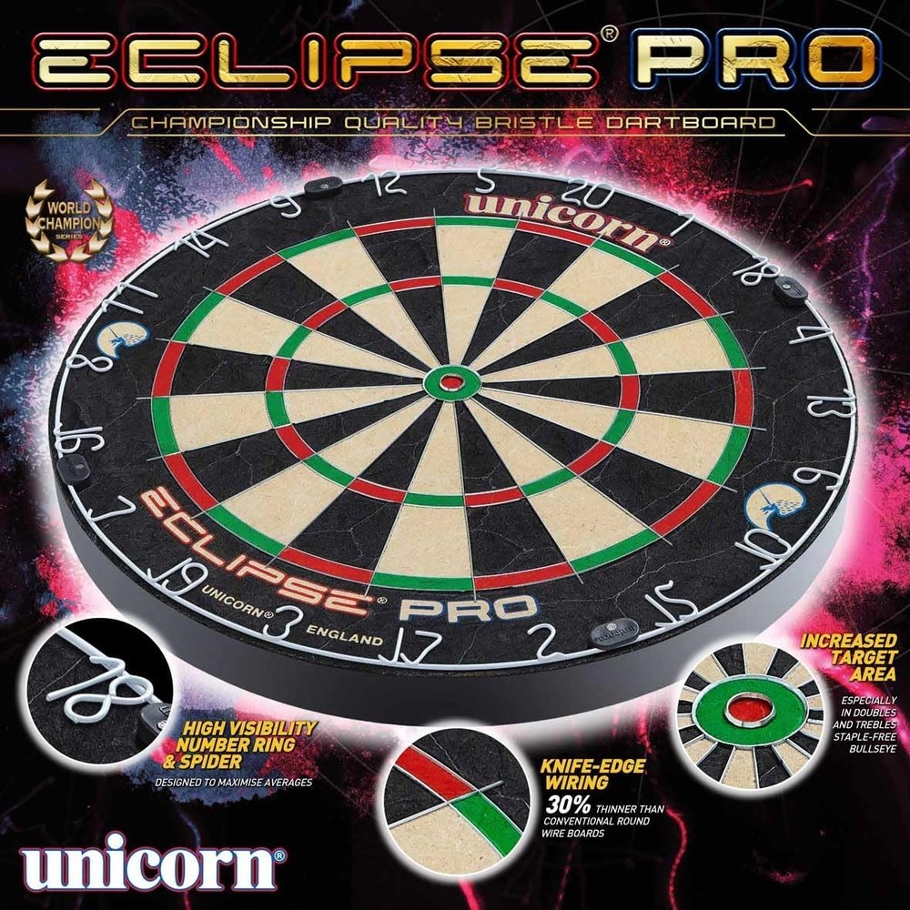 Eclipse Pro Dart Board With Ultra Slim Segmentation For Increased Scoring NEW