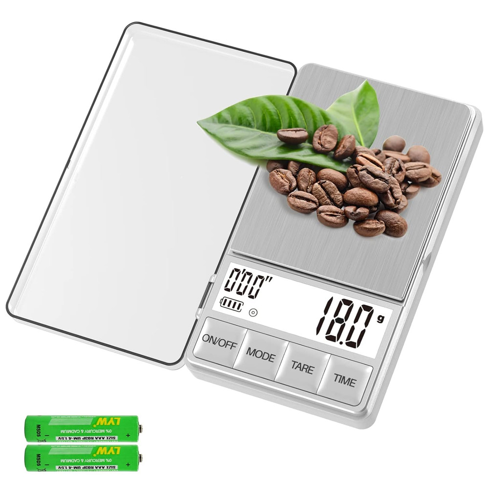 Espresso Scale with Timer 1000g x 0.1g Small & Thin Travel Silver