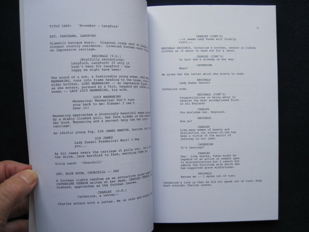 LOVE & FRIENDSHIP - AMPAS - OSCAR CONSIDERATION SCRIPT, 1st Edition