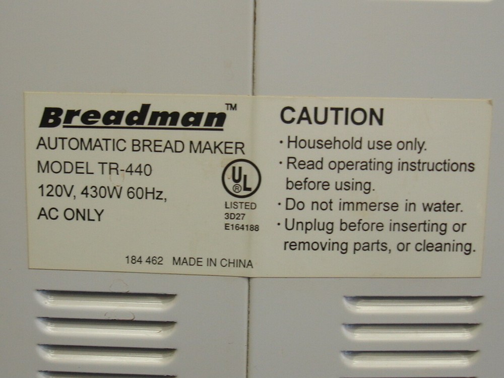 Breadman TR-440 Automatic Bread Maker 1.5 Lb Loaf Homemade Bread Machine EUC