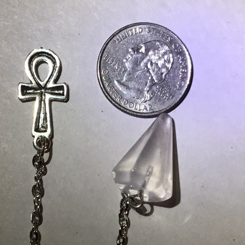 7” EGYPTIAN ANKH QUARTZ CRYSTAL DOWSING DIVINING PENDULUM Wicca witch Egypt