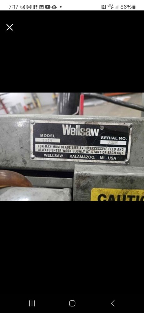 Wellsaw 1316SA Mitering Bandsaw