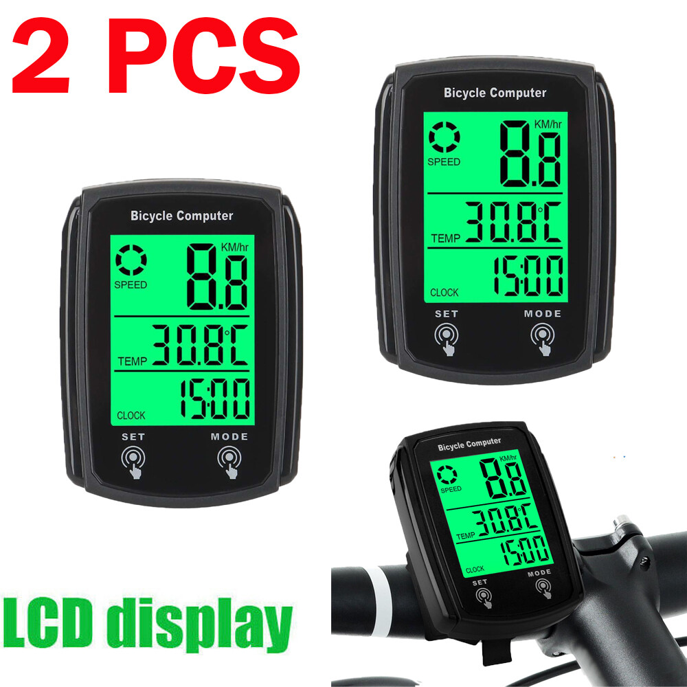 2X Waterproof Wired LCD Digital Cycle Computer Bicycle Speedometer Odometer